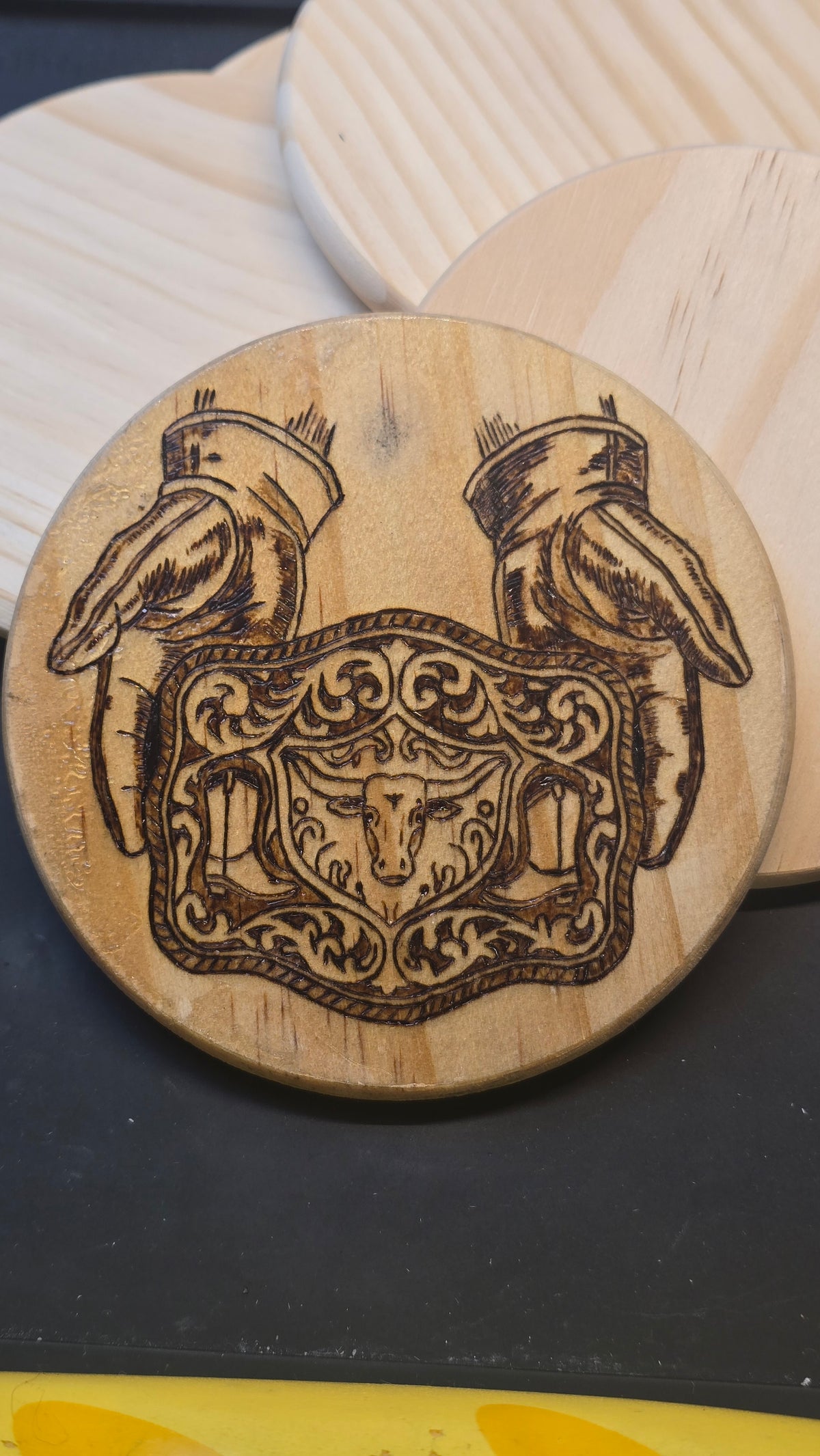 Hand Burned Coaster (4" Round)