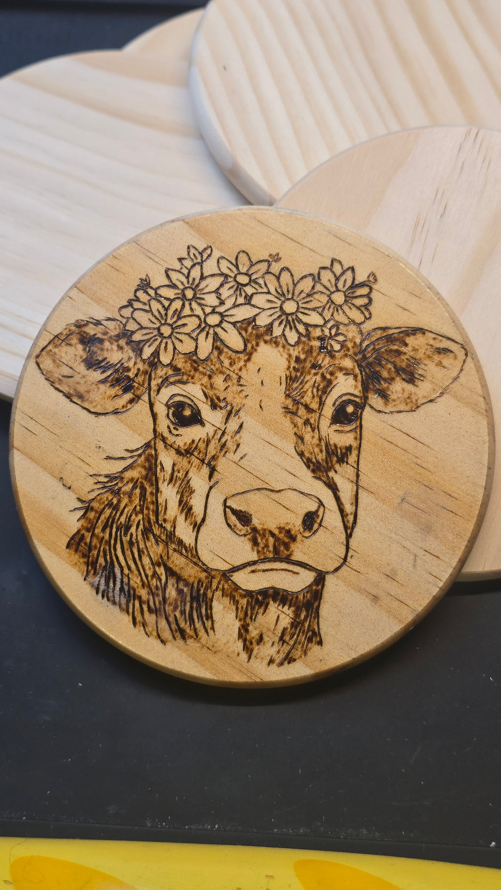 Hand Burned Coaster (4" Round)