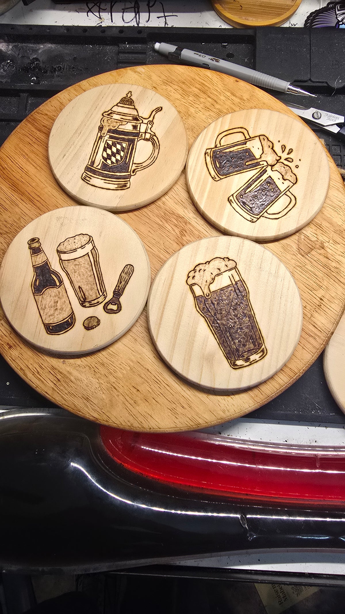 Hand Burned Coaster (4" Round)