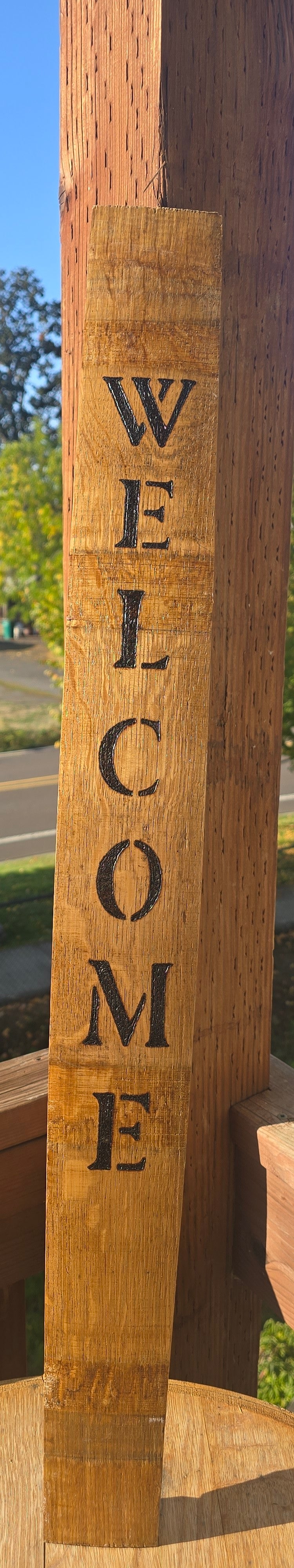 (Welcome) wine barrel stave