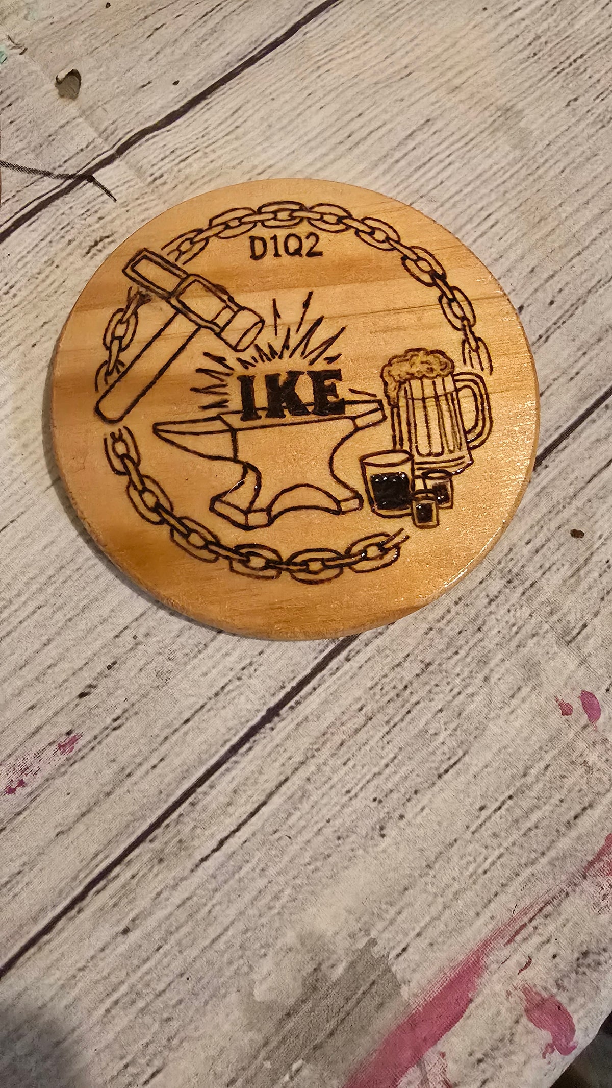 Hand Burned Coaster (4" Round)