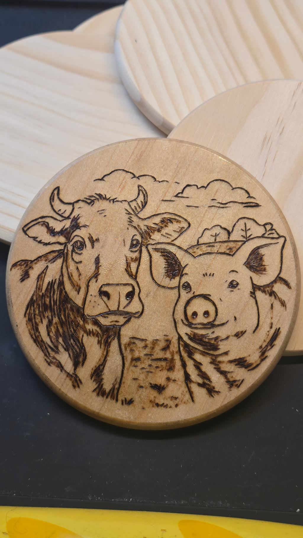 Hand Burned Coaster (4" Round)