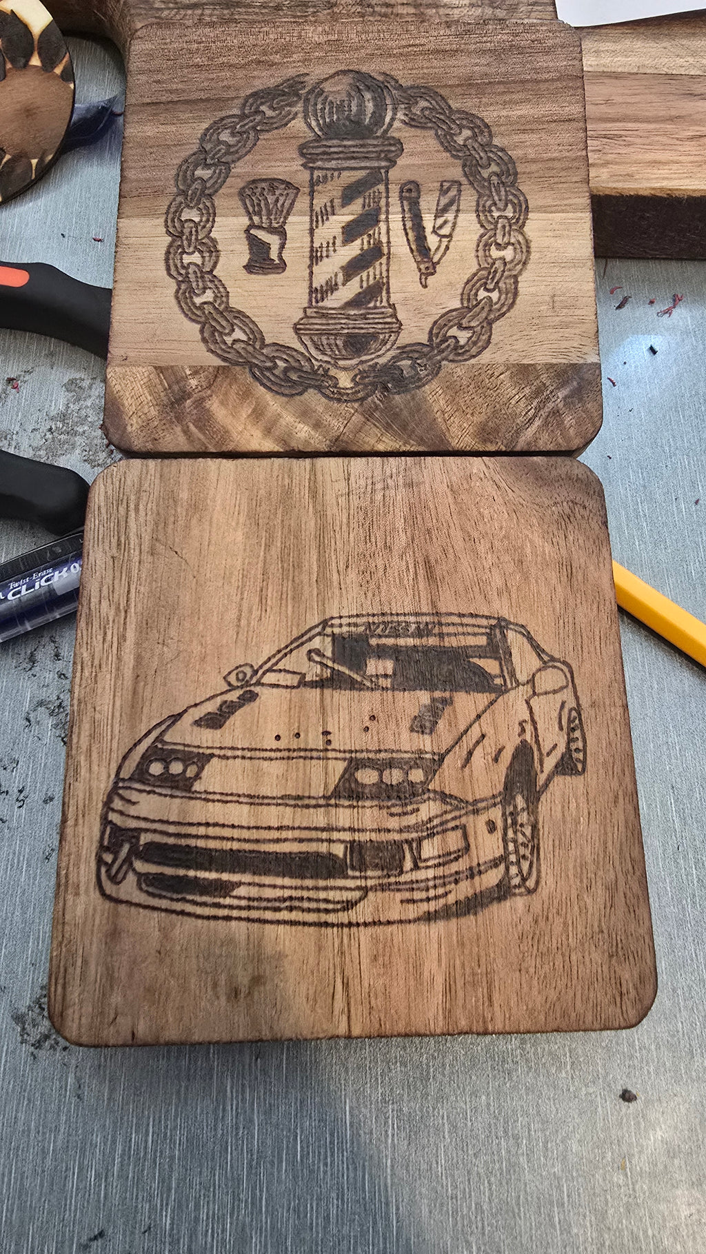 Hand Burned Coaster (4" Round)