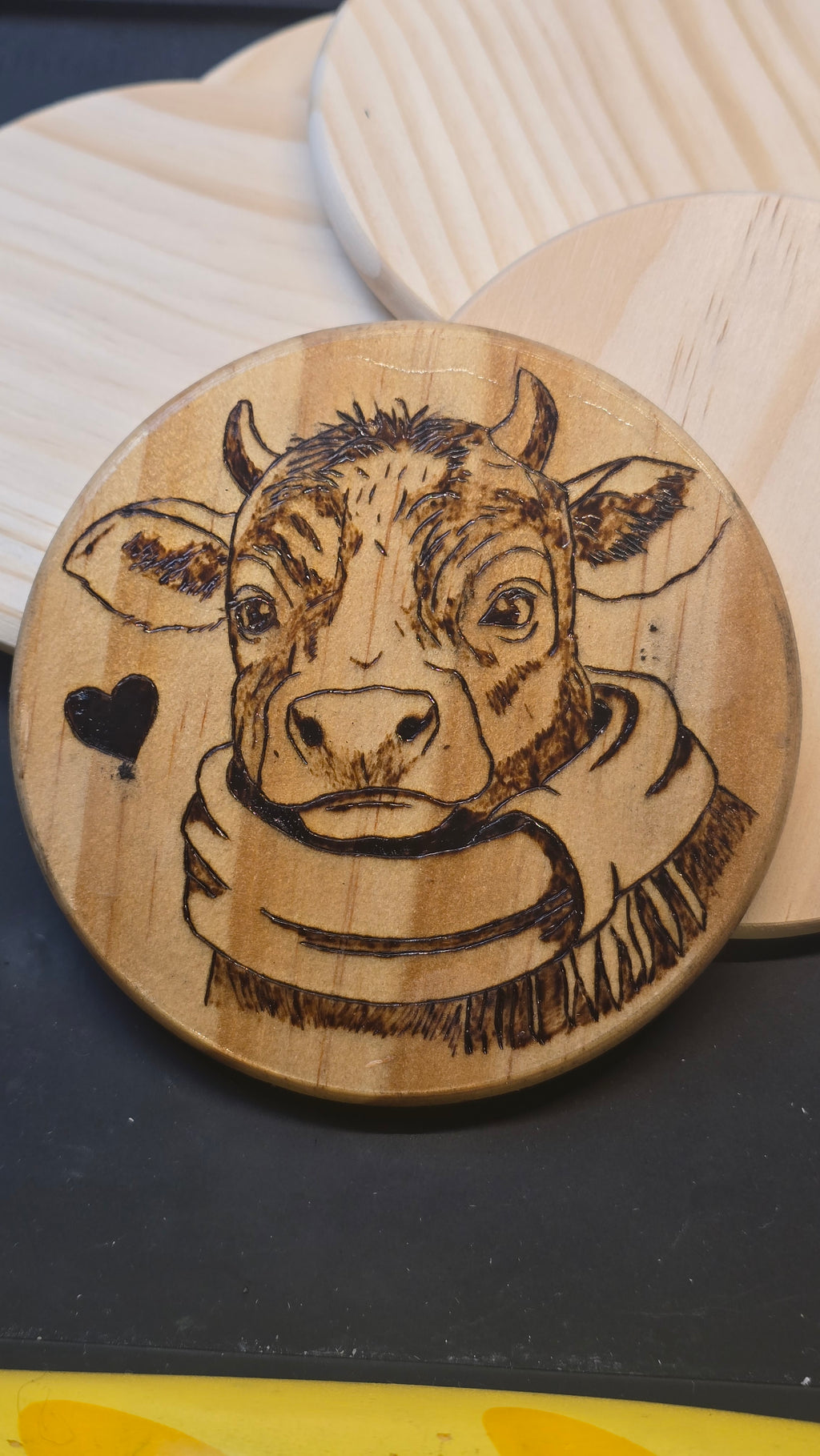 Hand Burned Coaster (4" Round)