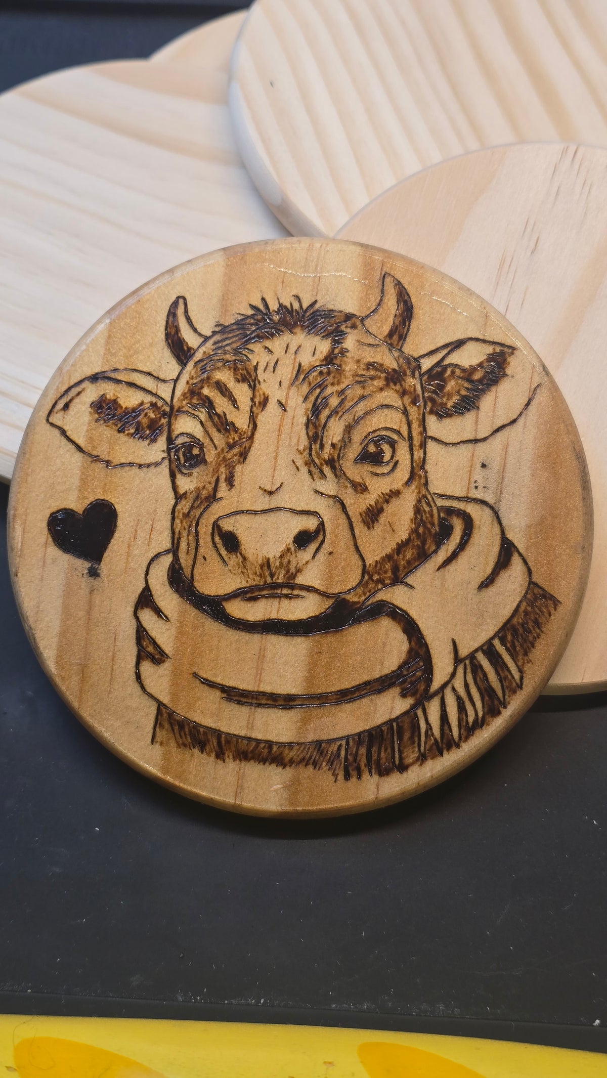 Hand Burned Coaster (4" Round)