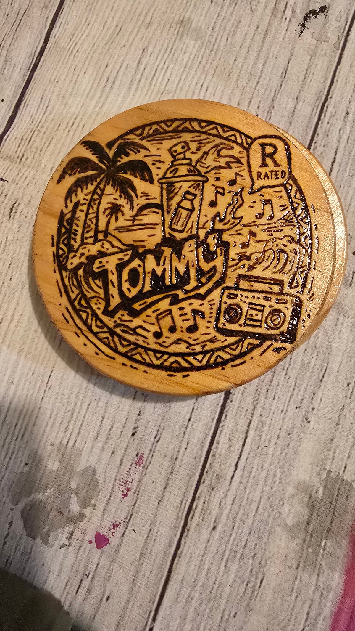 Hand Burned Coaster (4" Round)