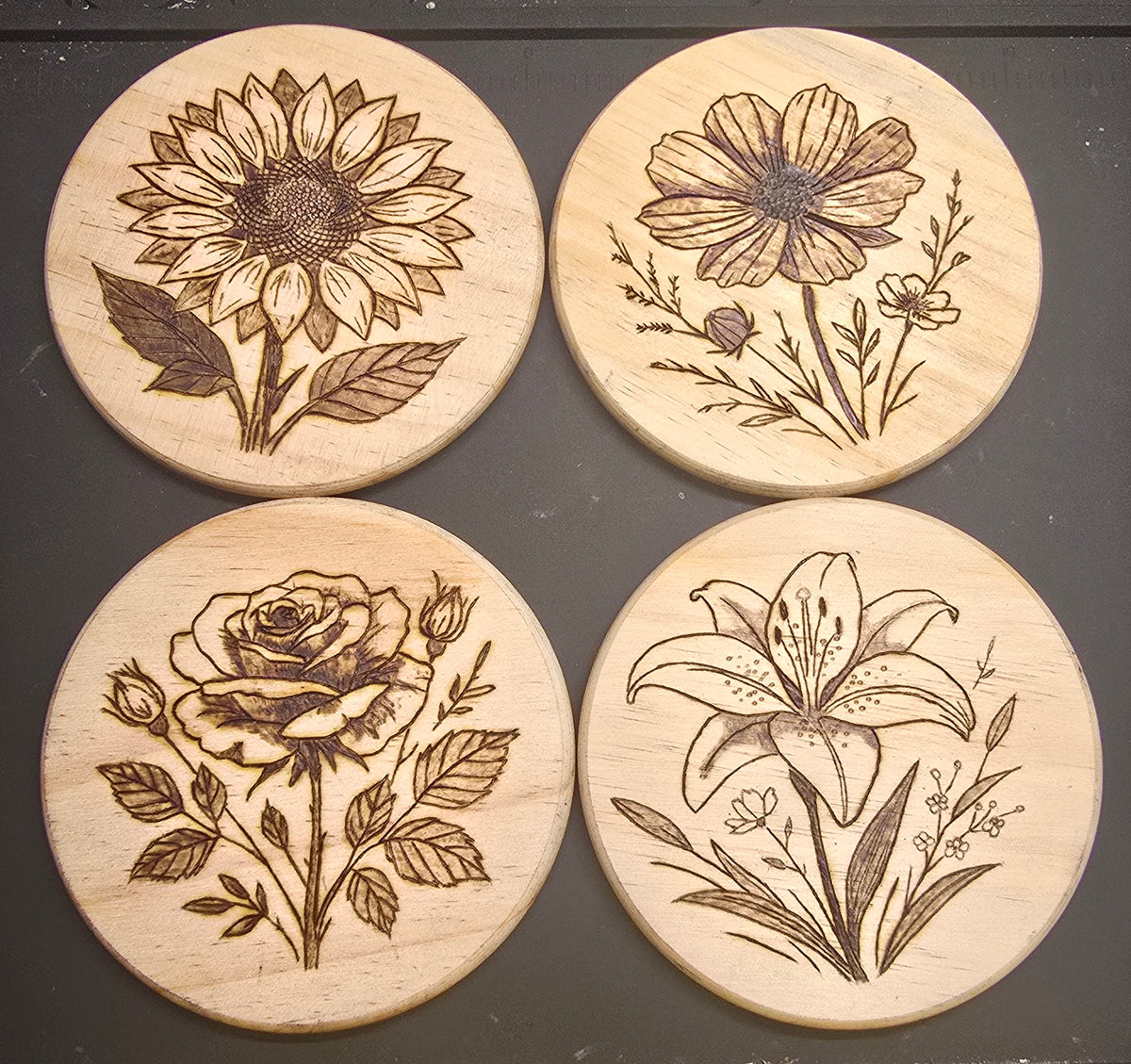 Hand Burned Coaster (4" Round)